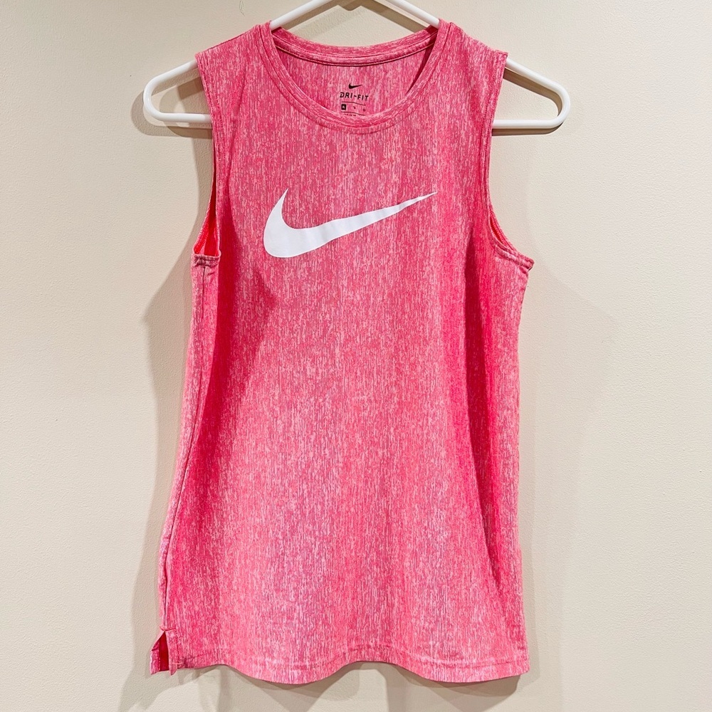 Nike Pink Marble Dri-FIT Tank Top with White Swoosh